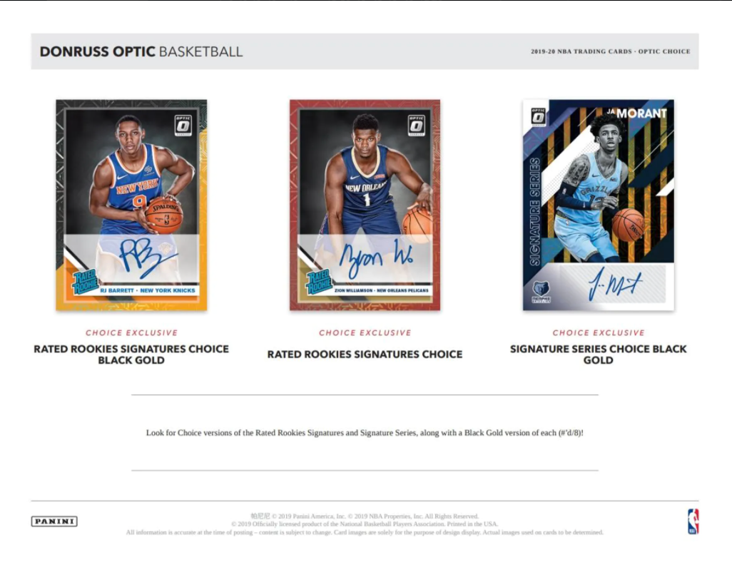 2019/20 NBA Panini Donruss Optic Choice Box