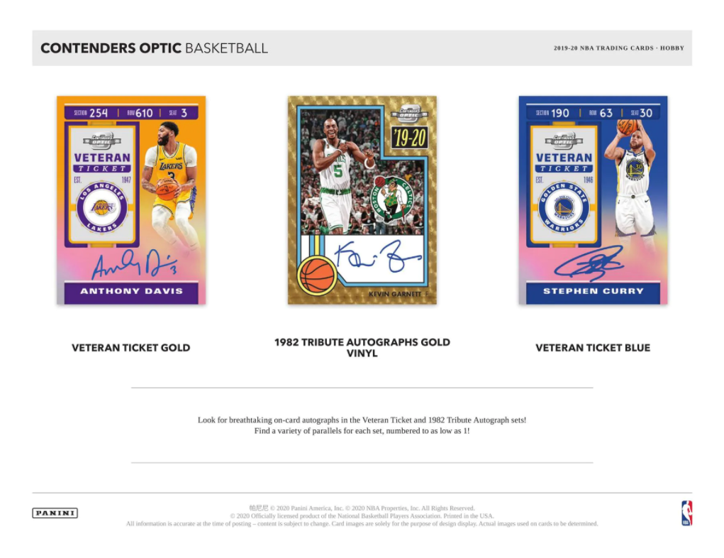 2019/20 Panini Contenders Optic Basketball Hobby Box